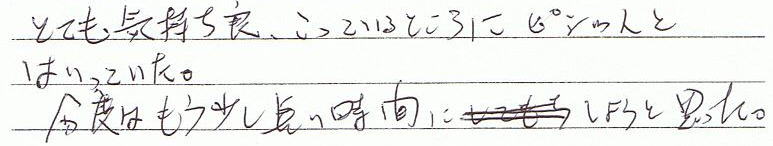 �ƂĂ��C�����ǂ��A�����Ă���Ƃ���Ƀs�V�b��Ɠ����Ă����B���x�͂��������������Ԃɂ��悤�Ǝv�����B