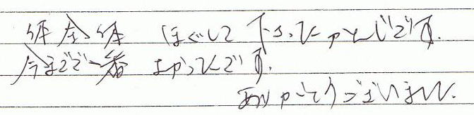 身体全体ほぐしてくださった感じです。今迄で一番良かったです。ありがとうございました。
