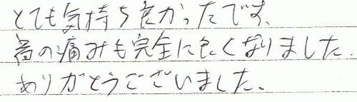 �ƂĂ��C�����ǂ������ł��B��̒ɂ݂����S�ɗǂ��Ȃ�܂����B���肪�Ƃ��������܂����B